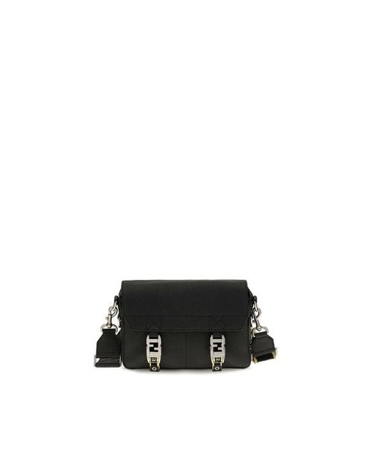 Fendi Black Calf Leather Bos Taurus Shoulder Bag for men