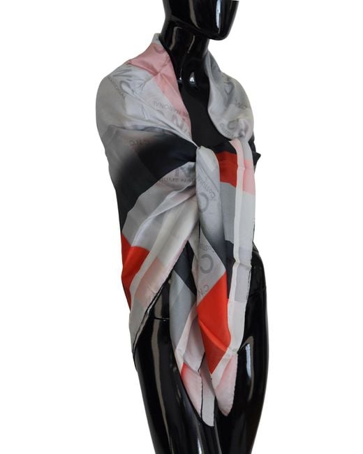 CoSTUME NATIONAL Black Gray Red Shawl Foulard Wrap Scarf