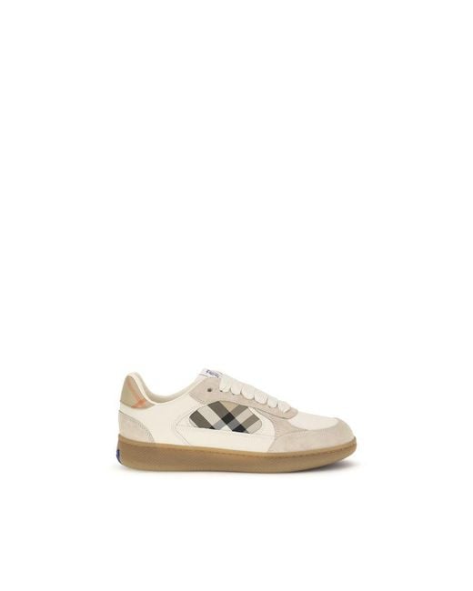 Burberry Natural Beige Calf Leather Bos Taurus Sneakers