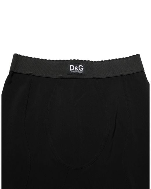 Dolce & Gabbana Black Viscose High Waist Capri Trouser Pants