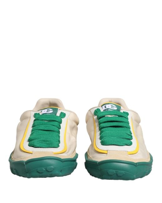 Dolce & Gabbana Green Multicolor Old Runner Lace Up Sneakers Shoes for men