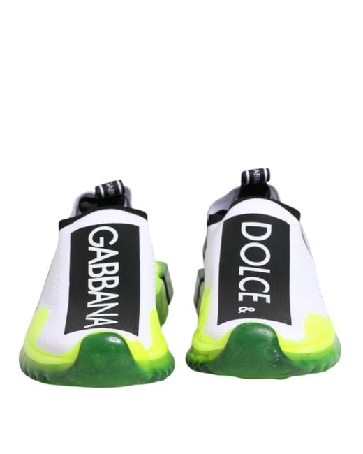 Dolce & Gabbana Green Black White Slip On Sorrento Sneakers Shoes