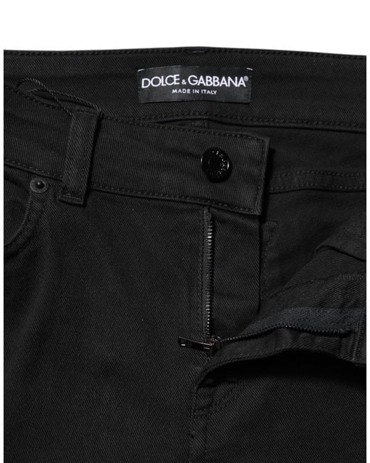 Dolce & Gabbana Black Cotton Skinny Mid Waist Denim Jeans for men