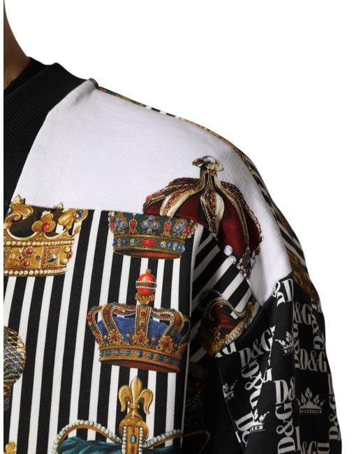 Dolce & Gabbana Gray Multicolor Crown Print Sweatshirt Sweater for men