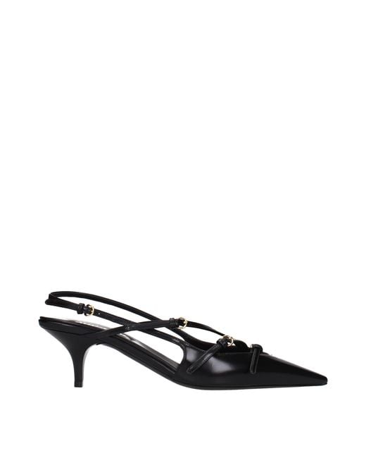 Miu Miu Black Leather High Heel Pumps