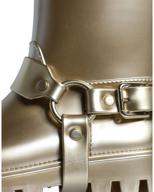 Dolce & Gabbana Metallic Gold Rubber Pvc Rain Boots Shoes