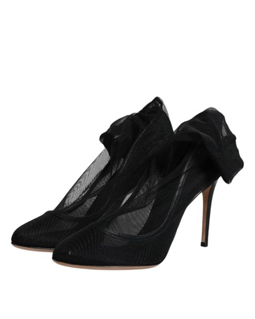 Dolce & Gabbana Black Nylon Stretch Mesh Sock Boots Shoes