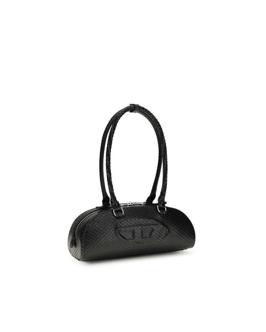 DIESEL Black Calf Leather Bos Taurus Shoulder Bag