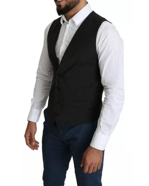 Dolce & Gabbana Black Formal Staff Dress Waistcoat Vest for men