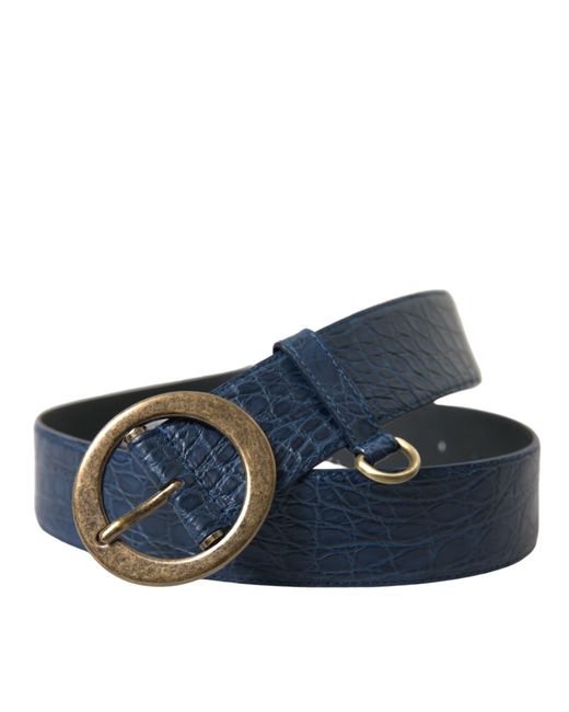 Dolce & Gabbana Blue Elegant Italian Leather Belt With Metal Buckle for men