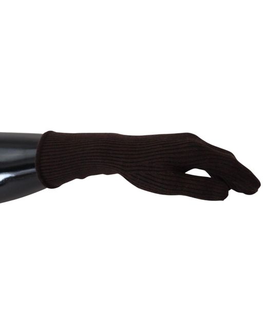 Dolce & Gabbana Black Brown Cashmere Silk Hands Mitten Mens Gloves for men
