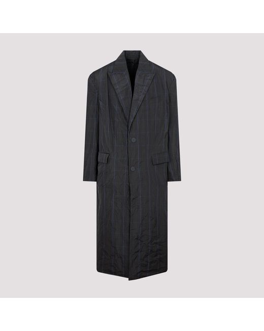 Balenciaga Black Gray Chechered Long Raincoat for men