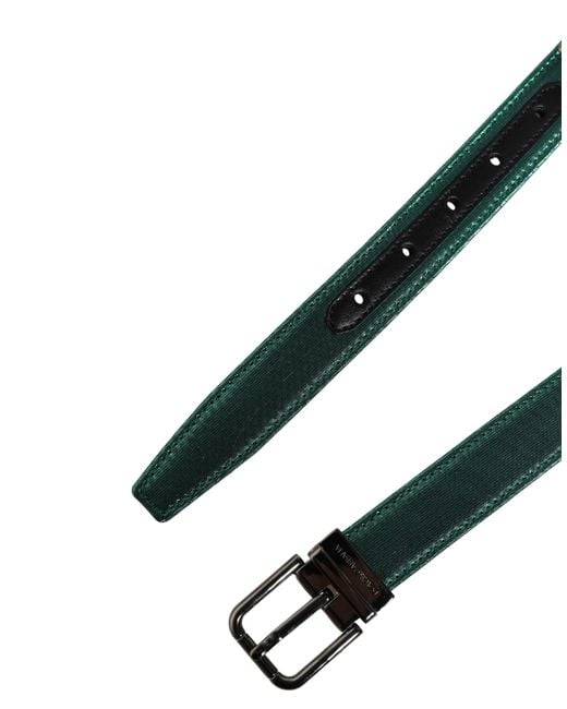 Dolce & Gabbana Green Lurex Polyester Metal Buckle Belt Calf for men