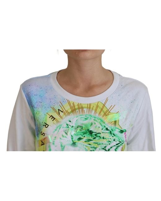 Versace Jeans Gray Graphic Print Long Sleeves Sweater