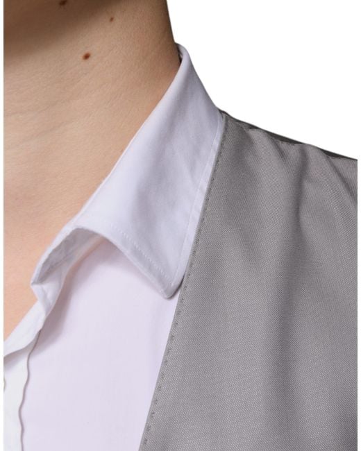 Dolce & Gabbana Gray Light Wool Formal Dress Waistcoat Vest for men