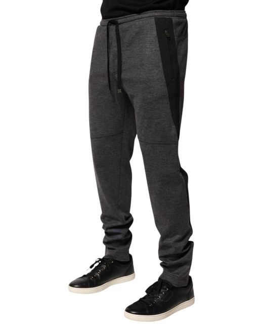 Dolce & Gabbana Gray Black Wool Blend Jogger Sweatpants Pants for men