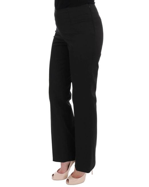 Bencivenga Black Stretch Straight Fit Dress Trousers Pants