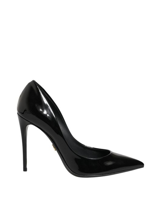 Dolce & Gabbana Black Calf Leather Stiletto Heels Pumps Shoes