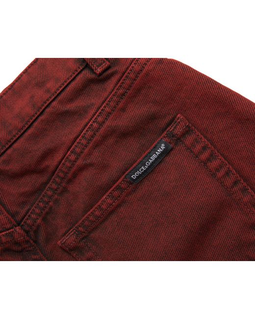 Dolce & Gabbana Orange Red Stretch High Waist Denim Hot Pants Shorts