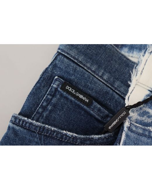 Dolce & Gabbana Blue Elegant Loose Fit Denim Pants With Unique Print for men