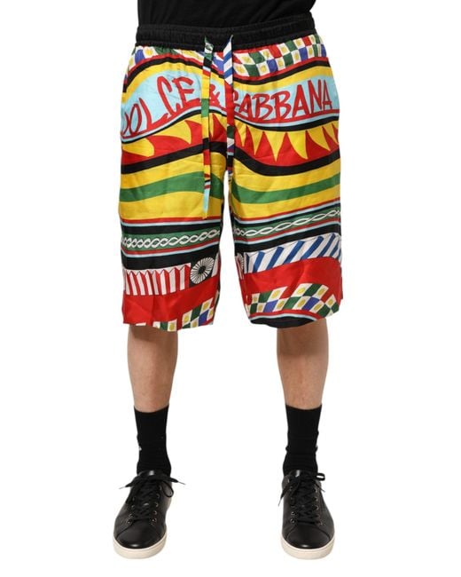 Dolce & Gabbana Multicolor Sicilian Carretto Shorts Swimwear for men