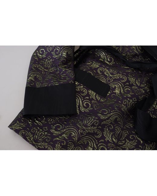 Dolce & Gabbana Black Baroque Jacquard Wrap Jacket for men