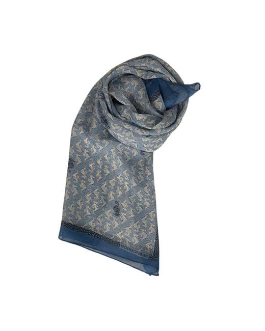 Borbonese Blue Silk Scarf