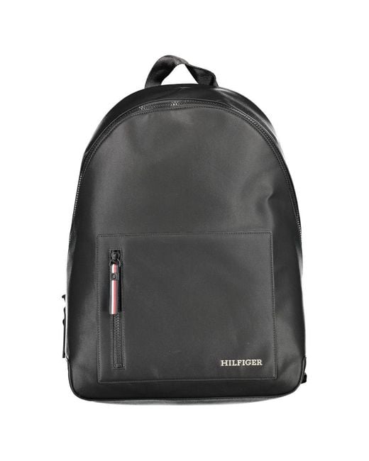 Tommy Hilfiger Gray Black Polyurethane Men's Backpack for men