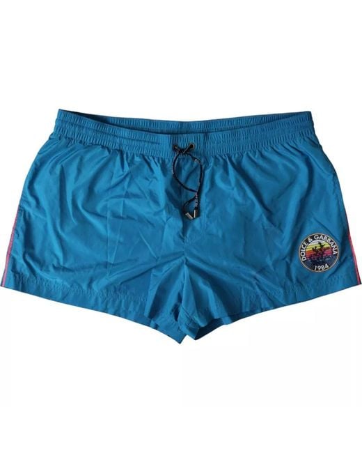 Dolce & Gabbana Blue Dg Logo Beachwear Shorts Swimwear (Pre-Owned) for men