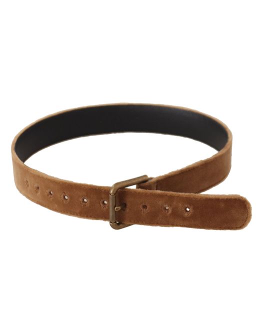 Dolce & Gabbana Brown Elegant Engraved Buckle Leather Belt