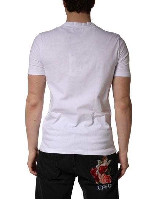 President's White Logo Embroidery Cotton Men Crew Neck T for men