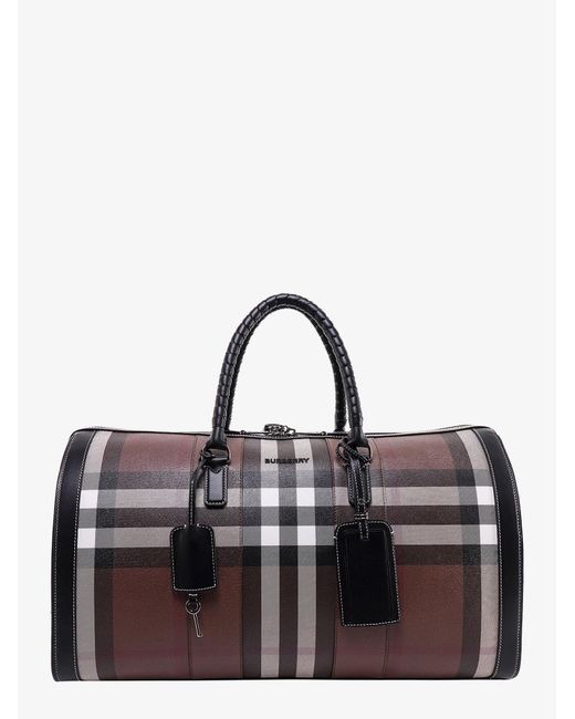 Burberry Brown Leather Travel Bags for men