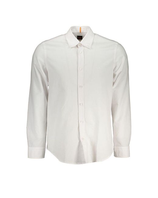 Boss White Cotton Shirt for men