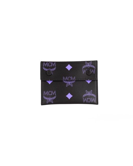 MCM Black Color Splash Large Visetos Logo Leather Clutch Pouch Wallet Bag 3 In 1 Trio