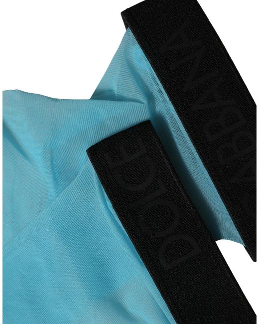 Dolce & Gabbana Light Blue Nylon Thigh High Accessory Socks