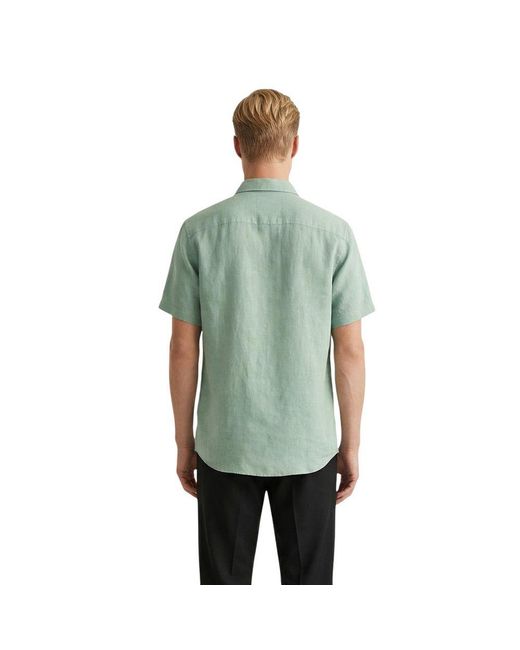Gianni Lupo Green Linen Shortsleeve Shirt for men