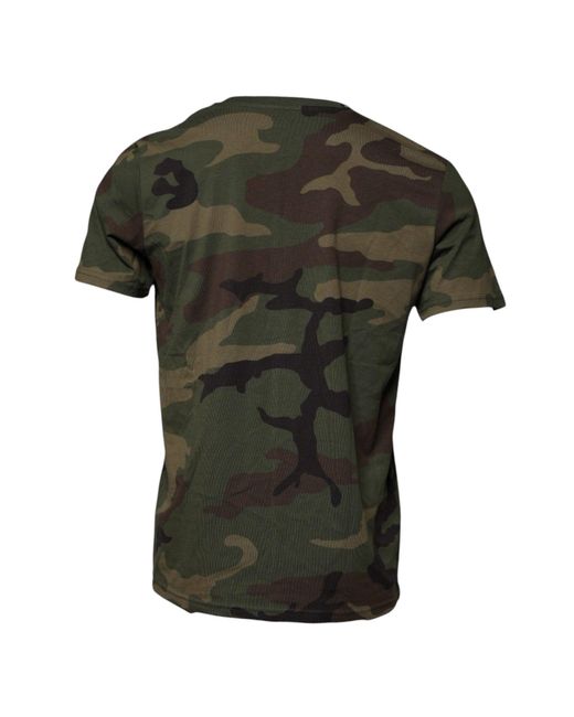 Dolce & Gabbana Green Camouflage Tshirt Short Sleeve Crew Neck for men