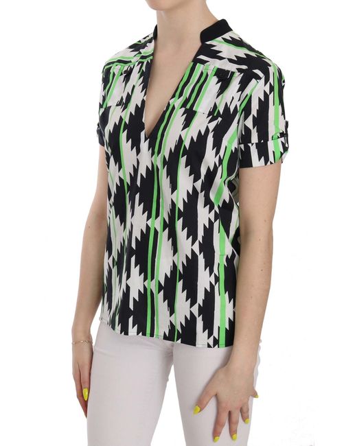 CoSTUME NATIONAL Green Plunging Top Multicolor Tsh3668