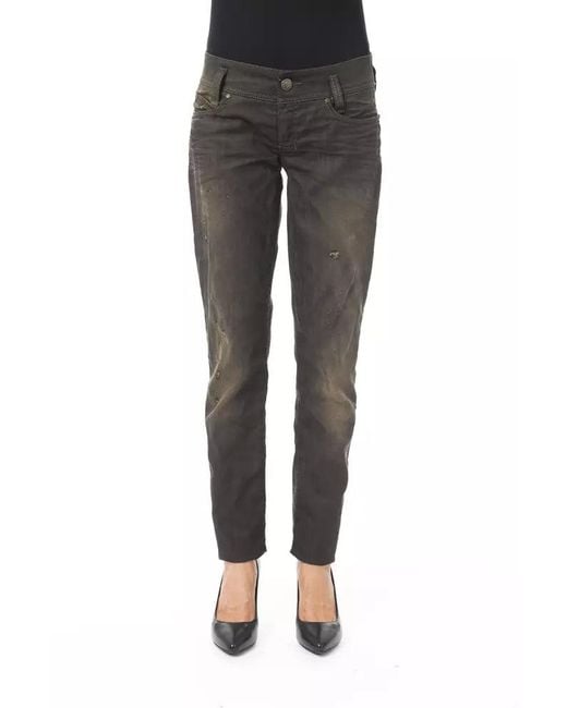 Byblos Gray Sleek Washed Effect Jeans