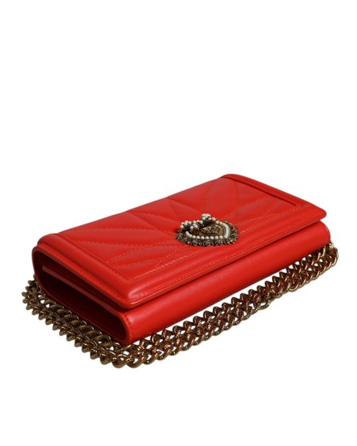 Dolce & Gabbana Red Quilted Devotion Crossbody Chain Phone Cover Bag for men