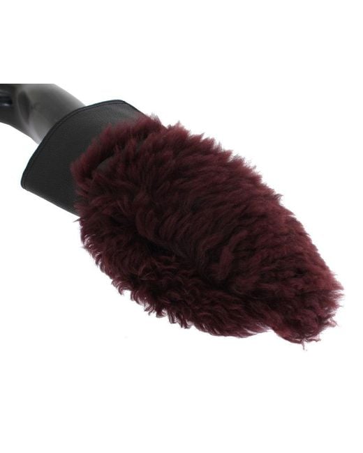 Dolce & Gabbana Black Leather Shearling Gloves for men