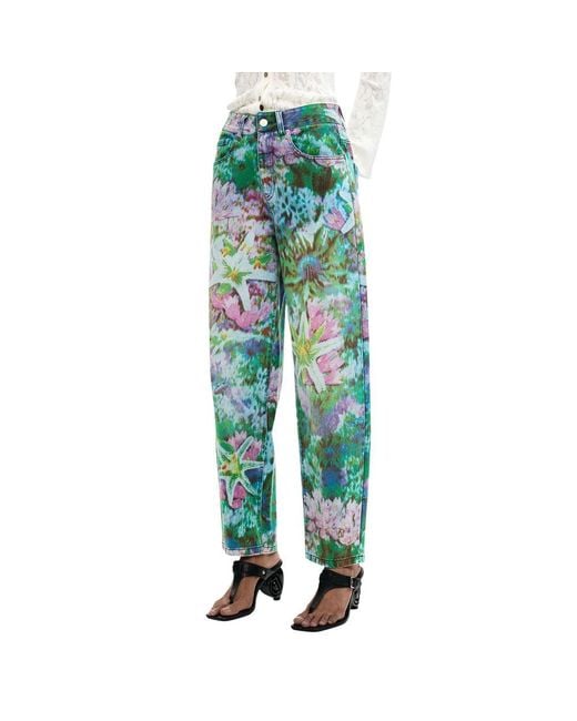 Desigual Green Cotton Mom Jeans
