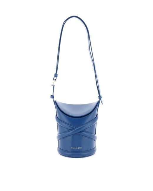 Alexander McQueen Blue The Curve Small Bucket Bag