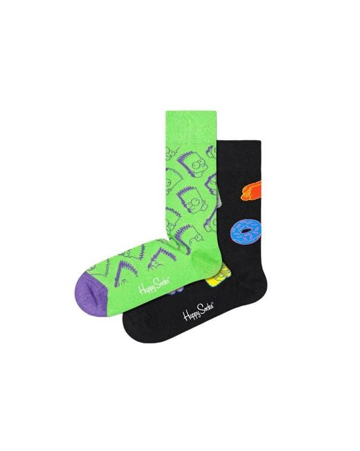 Happy Socks Green Black Cotton Tights & Sock