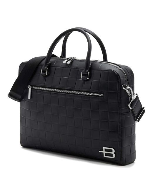 Baldinini Black Leather Di Calfskin Briefcase for men