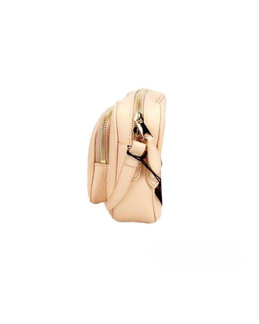 Burberry Natural Small Branded Peach Pink Grainy Leather Camera Crossbody Bag