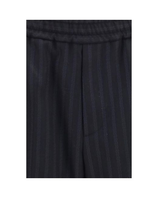 Versace Blue Black Wool Oves Aries Dress Pants for men