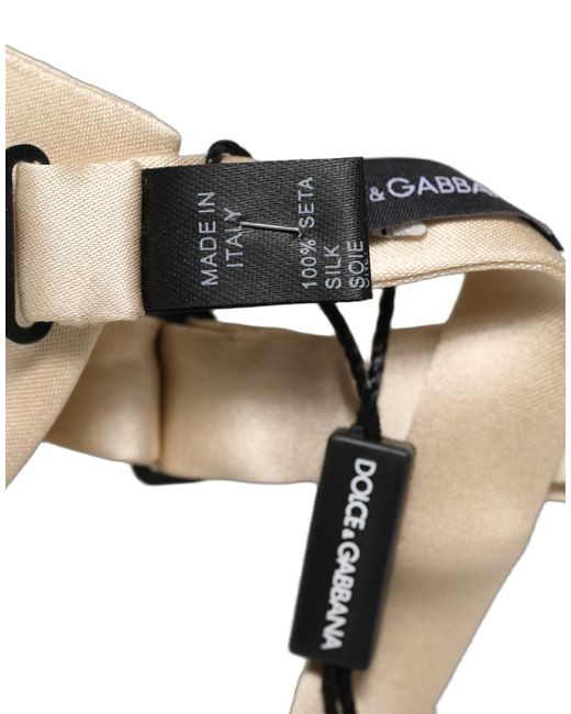 Dolce & Gabbana Natural Men Beige 100% Silk Adjustable Neck Papillon Bow Tie for men