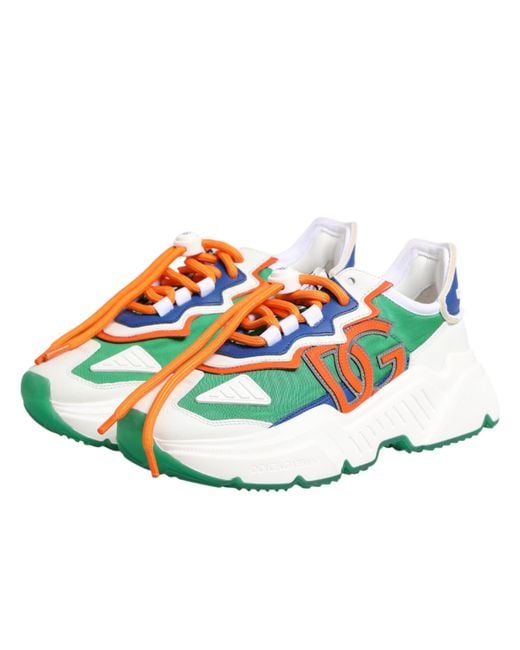 Dolce & Gabbana Green Multicolor Daymaster Low Top Sneakers Shoes