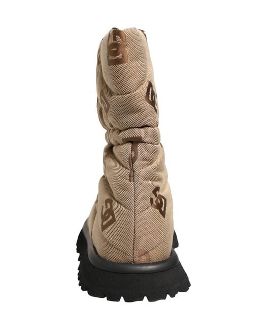 Dolce & Gabbana Brown Logo Print Lace Up Snow Boots Shoes for men